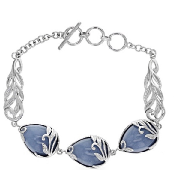 Blue Angelite Sterling Silver Bracelet - NWOT - Picture 1 of 10